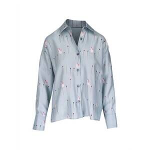 NEW ODEEH women's match printed silk shirt in green